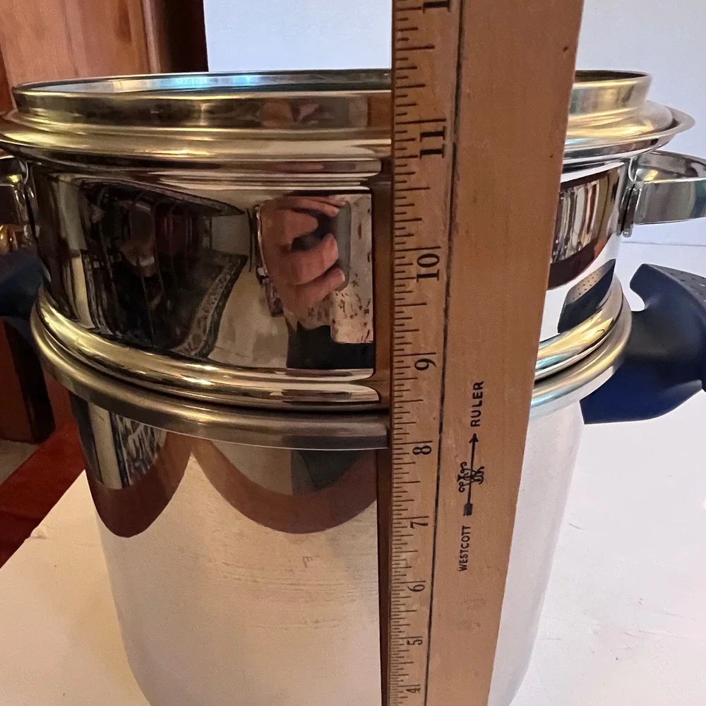 VTG T-Fal SEB Diffusal 7.5L Stainless Steel Steamer Stock Pot France 3 Pc Set